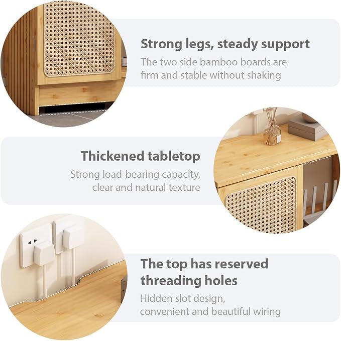 Rattan WiFi Router Storage Cabinet, Router Storage Box, Bamboo Accent Floor - Image 3