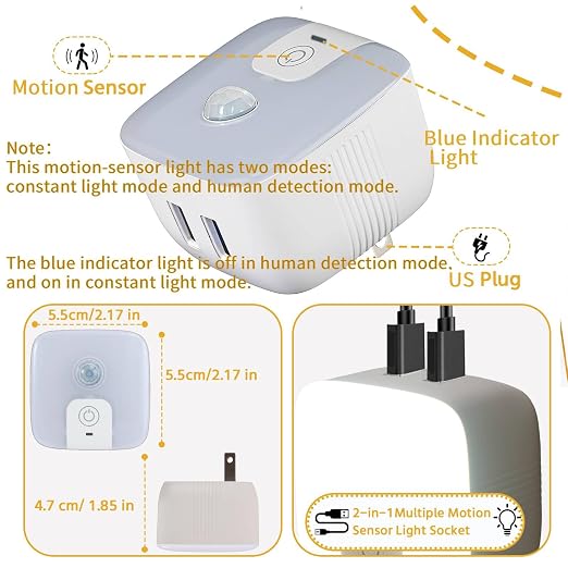 Motion Sensor Switch, Plug in Sensor Light Control Switch, Featuring Human Body - Image 4