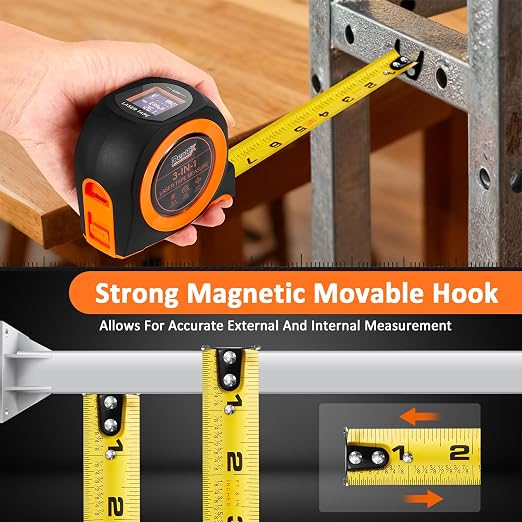 3-in-1 Laser Tape Measure, 197ft Laser Distance Meter, 16ft Digital Tape Measure - Image 8