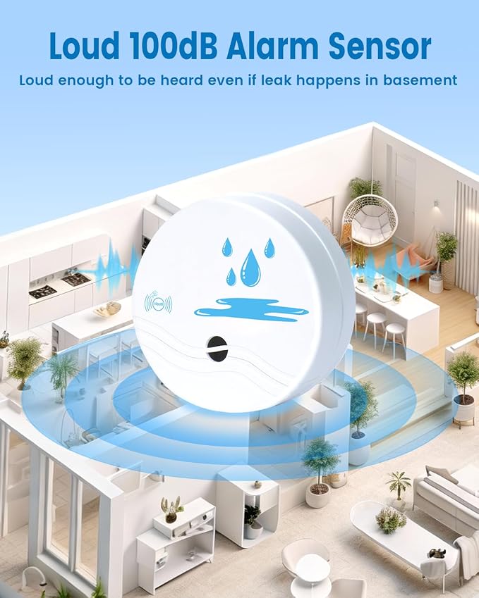 8 Pack Water Leak Detectors for Home, 100dB Waterproof Water Sensor Alarm Leak - Image 3