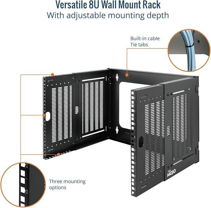 Tecmojo 8U Wall Mount Network Rack, Fits Shallow IT Equipments, 110 lbs Capacity - Image 5