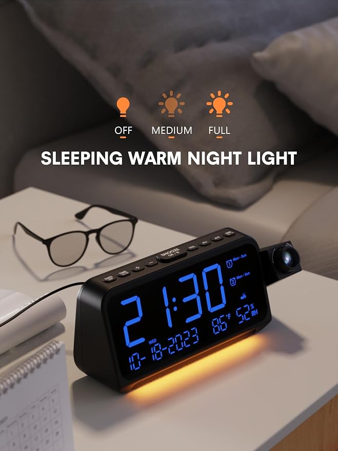 Mesqool Projection Alarm Clock for Bedroom Ceiling, Digital Clock Projector - Image 8