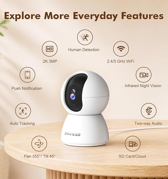 CiKiKWVO 2K Wi-Fi Indoor Security Camera, 3MP Camera - Image 3
