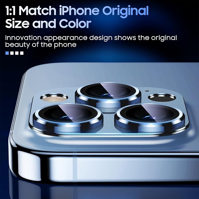 Uyiton for iPhone 13 Pro/iPhone 13 Pro Max Camera Lens Protector, Metal Ring - Image 6