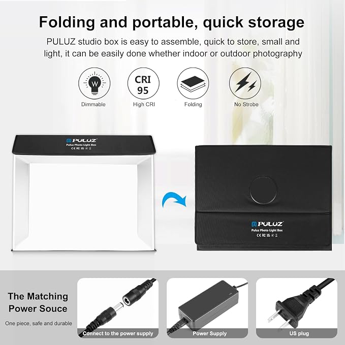 PULUZ Portable Photo Studio Light Box, 24.6"x16" Large Photo Box, Dimmable - Image 5