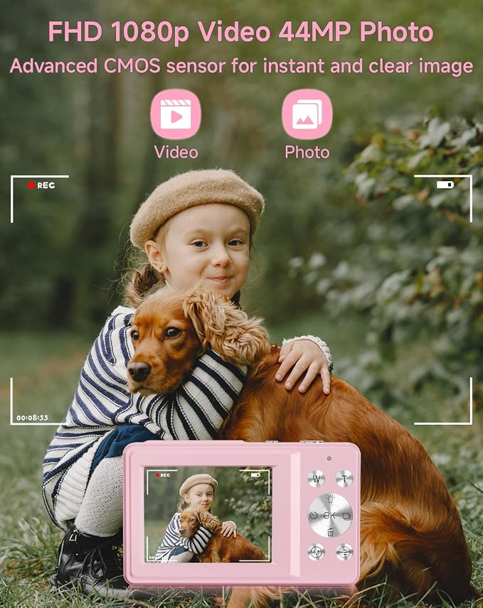 Digital Camera for Kids, FHD 1080P 44MP Point and Shoot Digital Camera - Image 2