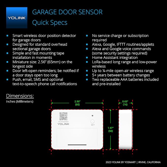 YoLink 1/4 Mile World's Longest Range Smart Wireless Garage Door Opener - Image 3