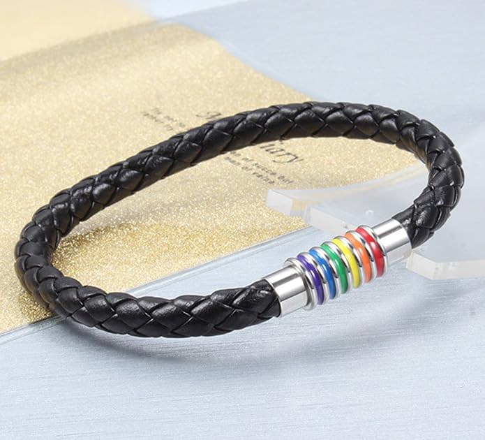 Nanafast Titanium Stainless Steel Rainbow LGBT Pride Bracelet Handmade Braided - Image 5