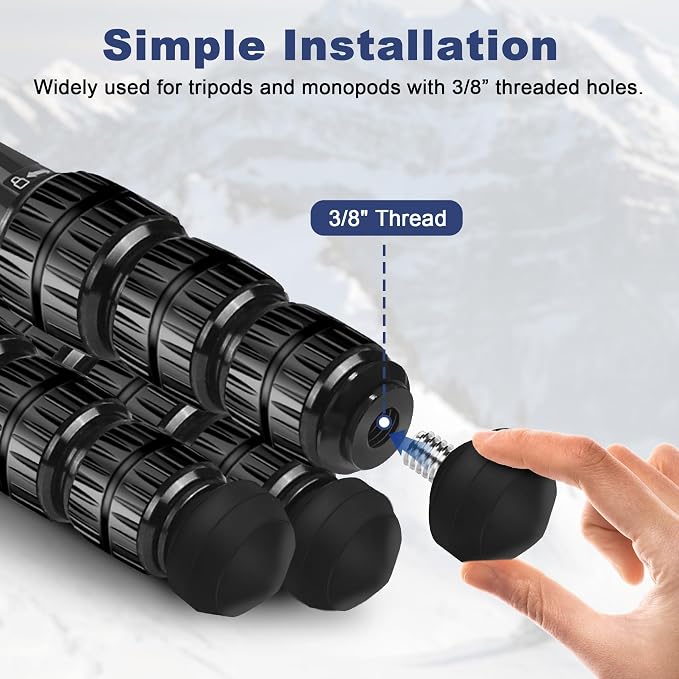 Manbily Universal Tripod Rubber Foot Spike, Anti-Slip 3/8" Rubber Feet - Image 4