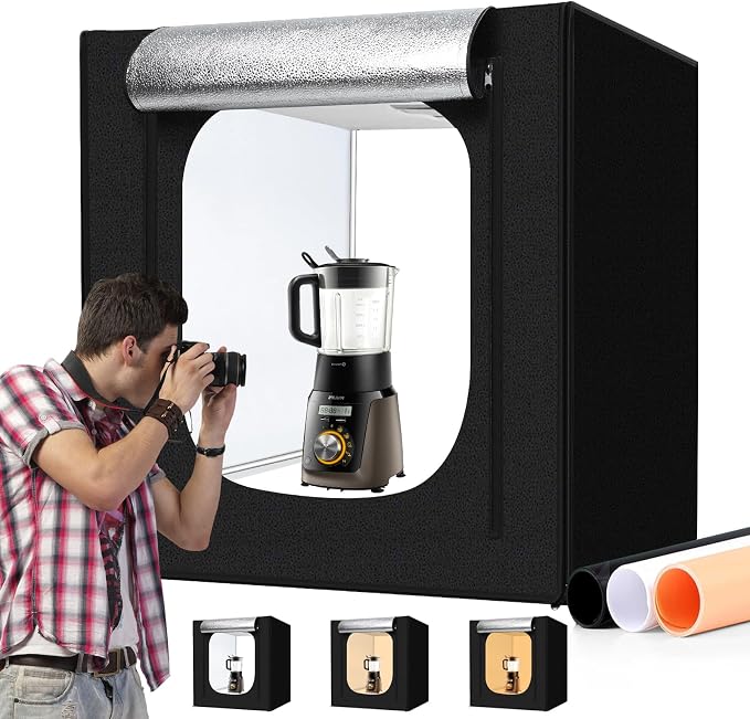 Photo Light Box 28x28 Inch for Photography, 3 Color 10-Level Adjustable Photo by Hongbang