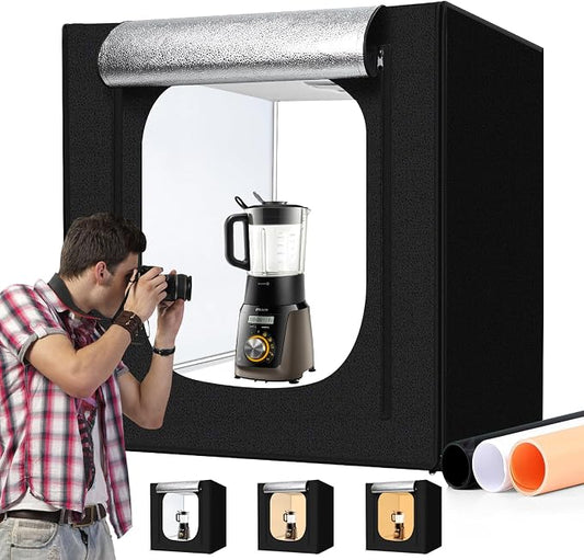 Photo Light Box 28x28 Inch for Photography, 3 Color 10-Level Adjustable Photo by Hongbang