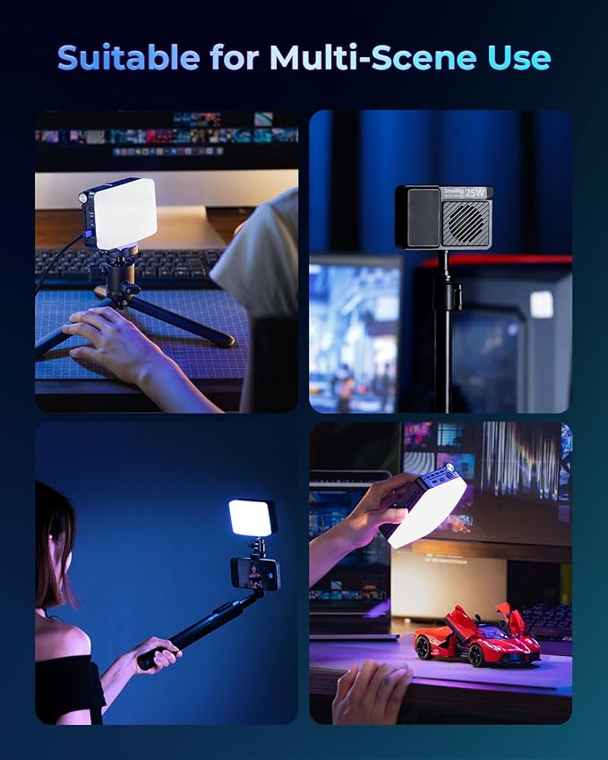 SmallRig RM 25C Mini LED RGB Video Light, 3100mAh Battery, HD LCD Display - Image 7