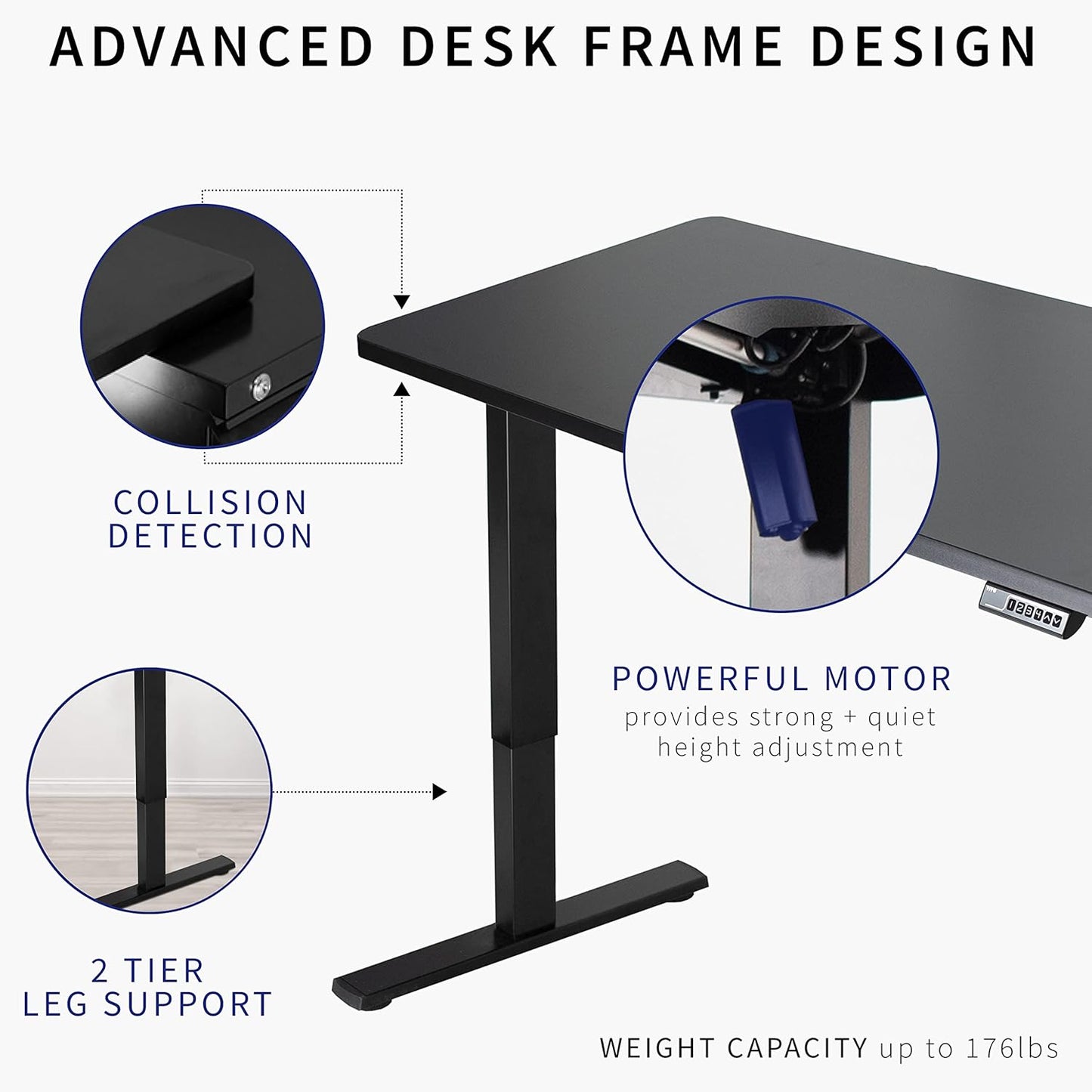 VIVO Electric 43 x 24 in Standing Desk, Memory Height Adjustment, 1B Series, One-Piece Dark Walnut Top, White Frame, DESK-KIT-1W4D