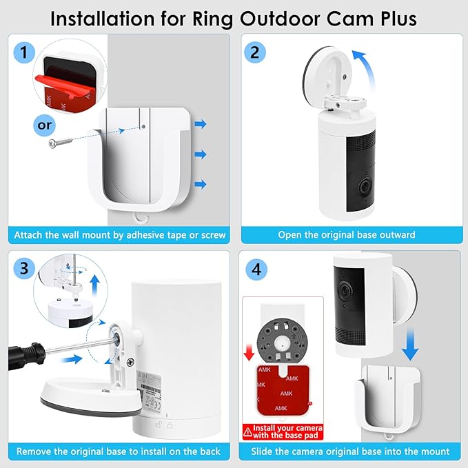 No Drill Wall Mount for Ring Outdoor Cam Plus, Easy Installation - Image 3