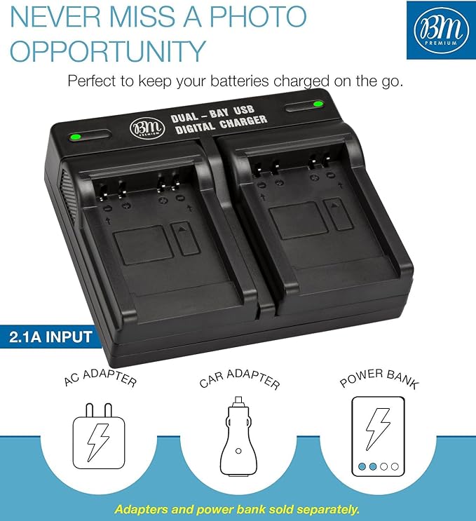 BM Premium 2 Pack of LB-015 Batteries and Dual Bay Battery Charger - Image 3