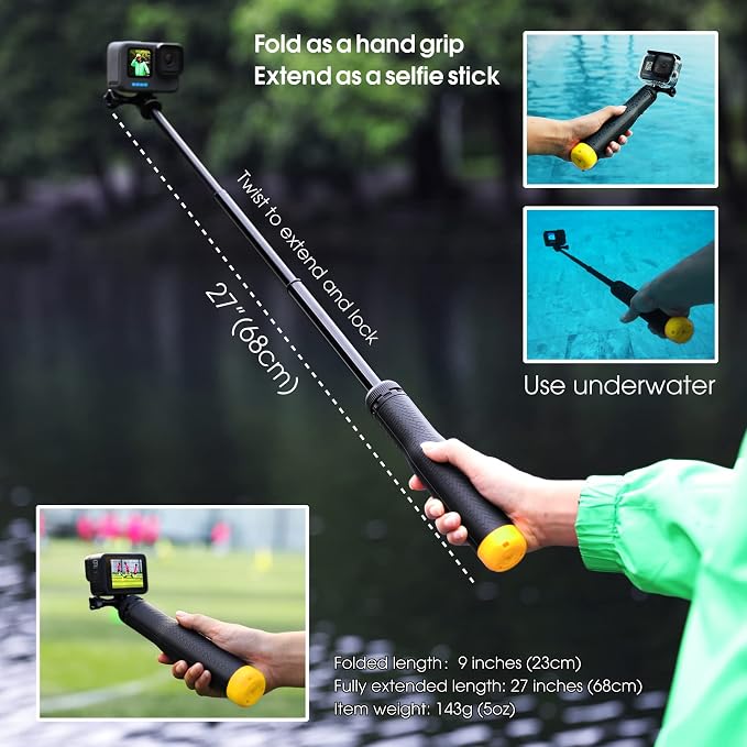 SOONSUN 4in1 Floating Selfie Stick Hand Grip Tripod - Image 5