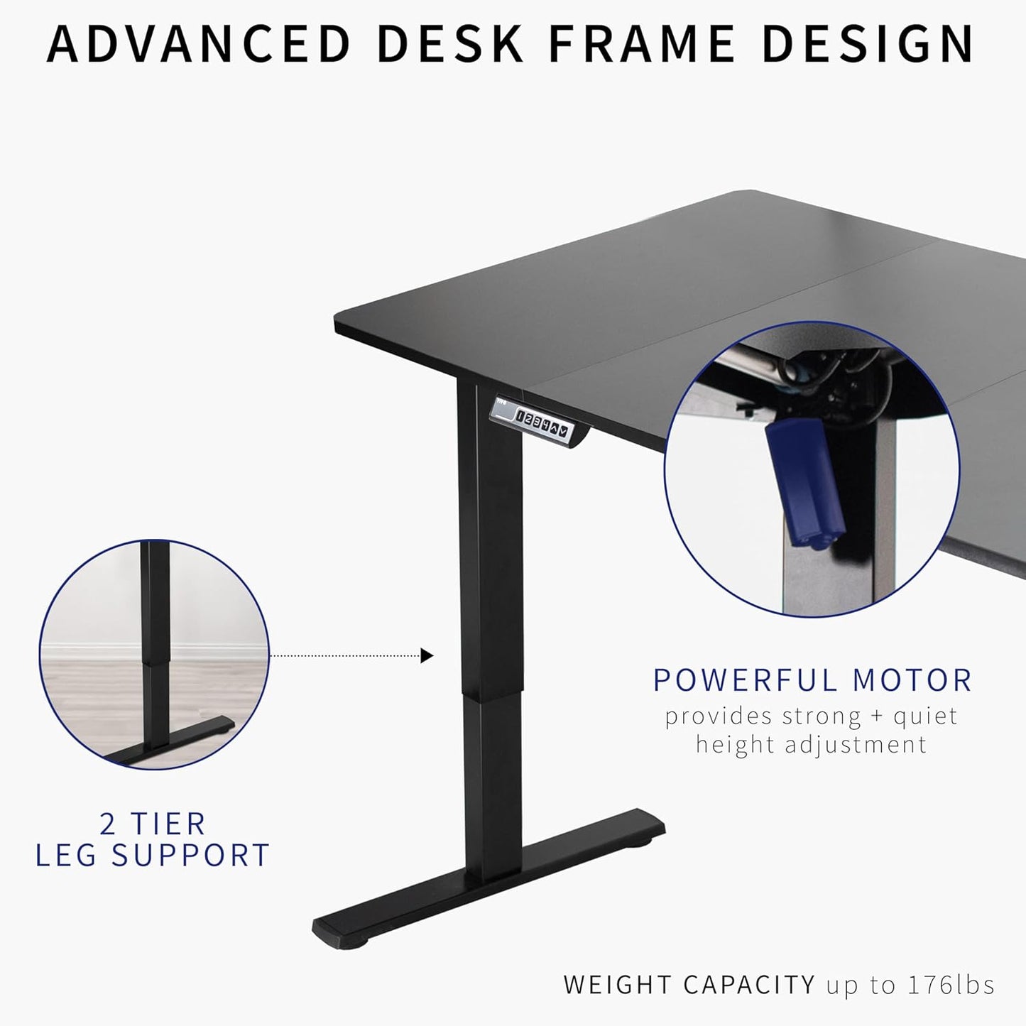 VIVO Electric 71 x 36 in Rustic Standing Desk, Memory Height Adjustment, 1B Series, Vintage Brown Top White Frame, DESK-KIT-1W7N-36