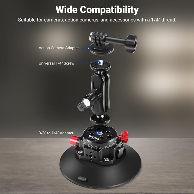 NEEWER 6" Suction Cup Camera Mount - Image 3