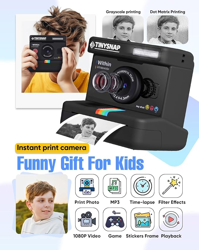 Instant Print Camera for Kids, Dual Len Kids Cameras - Image 2