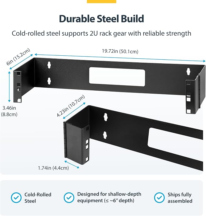StarTech.com 2U Hinged Wall Mount Patch Panel Bracket - Image 3