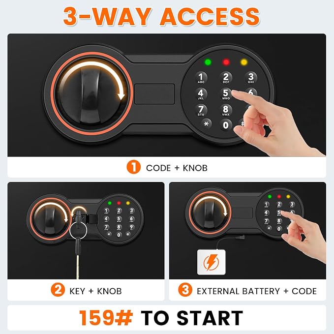 35-Min 1700°F Fireproof Safe for Home Documents, 27.6" Tall Large Safe Box for - Image 7