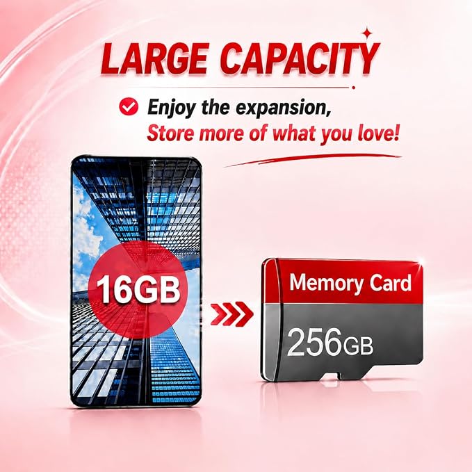 256GB TF SD Card with Adapter, High Speed Memory Card, UHS-I C10 A1 Memory TF - Image 2