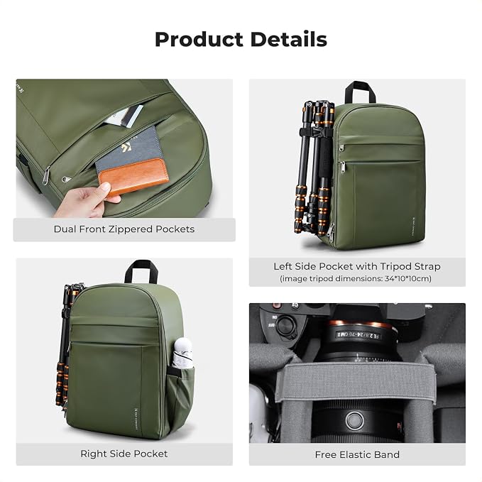 K&F CONCEPT Camera Bag Backpack, Professional DSLR/SLR/Mirrorless Camera - Image 6