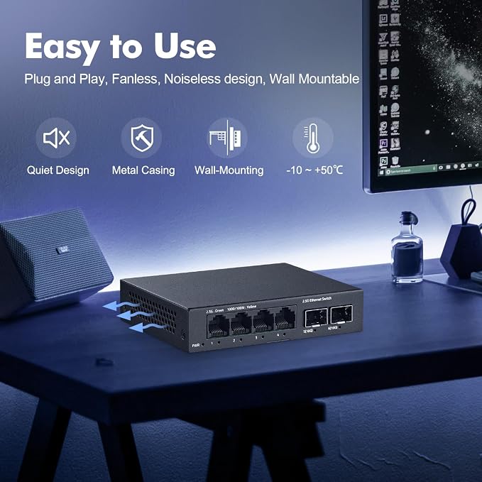 6 Port 2.5G Switch, 4 x 2.5GBASE-T Ports - Image 4