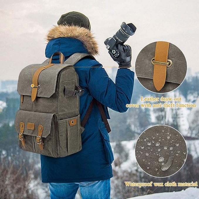 UBAYMAX Camera Backpack DSLR SLR Canvas Camera Bags Waterproof Camera Rucksack - Image 7
