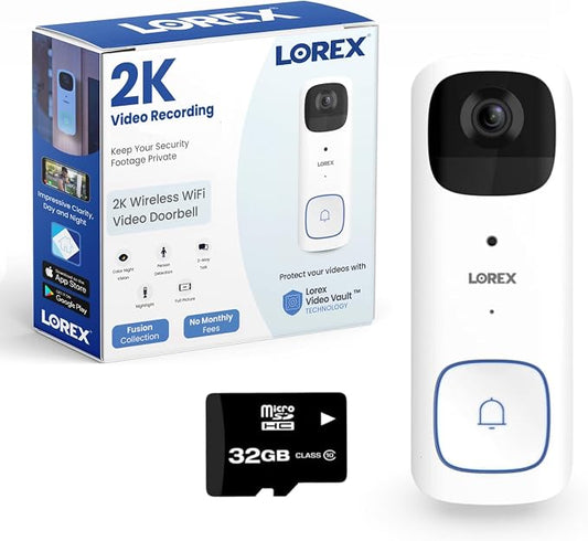 Lorex 2K Wireless WiFi Smart Video Doorbell Camera | No Subscription Fee | 32GB by Lorex