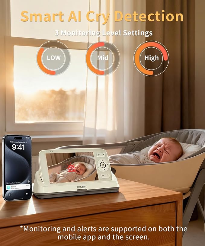 ALIOBC Baby Monitor with Camera and Audio WiFi & No-WiFi Modes AI Smart Baby - Image 3