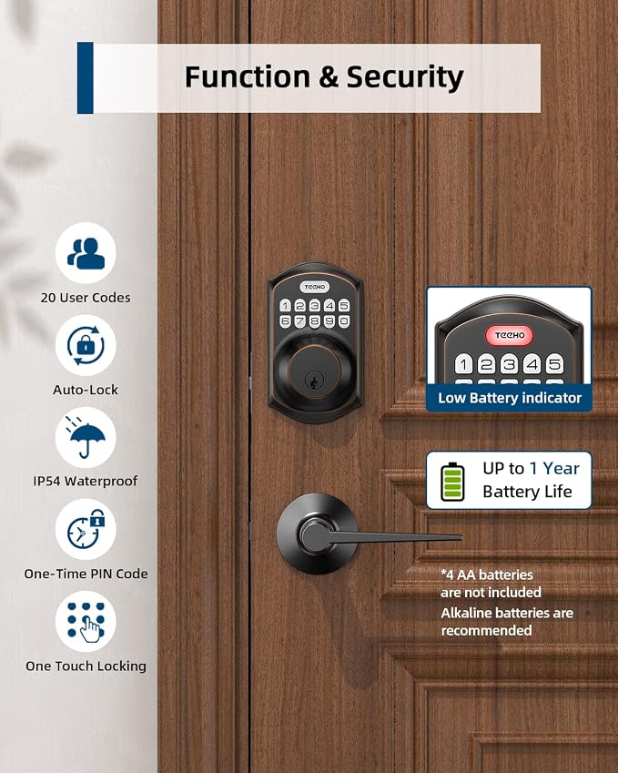 TEEHO TE001L Keyless Entry Door Lock - Image 5