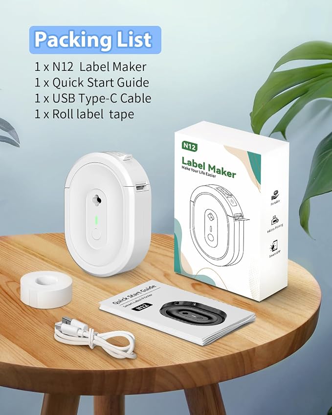 Label Maker Machine with Tape, N12 Portable Bluetooth Label Printer, Wireless - Image 7
