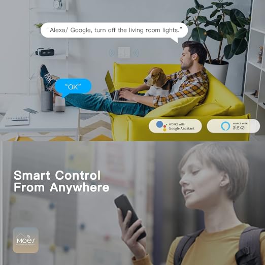MoesGo 2nd Gen WiFi Smart Light Switch, Smart Wall Switch 2.4GHz WiFi, Neutral - Image 5