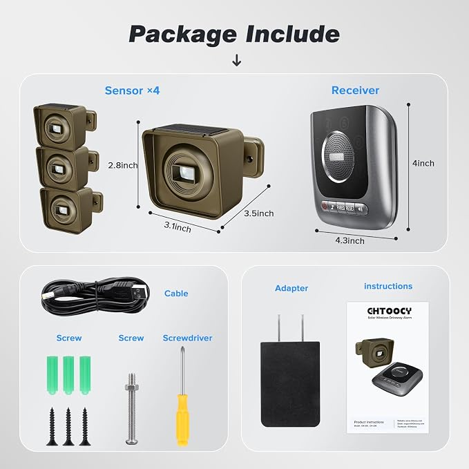 Solar Driveway Alarm Wireless Outside 1/2 Mile Long Range, 3 Sensitivity & - Image 7
