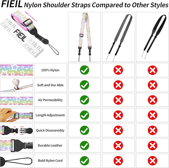 FIEIL 5 Pack Adjustable Shoulder Strap, Nylon Camera Strap, Comfortable Neck - Image 5