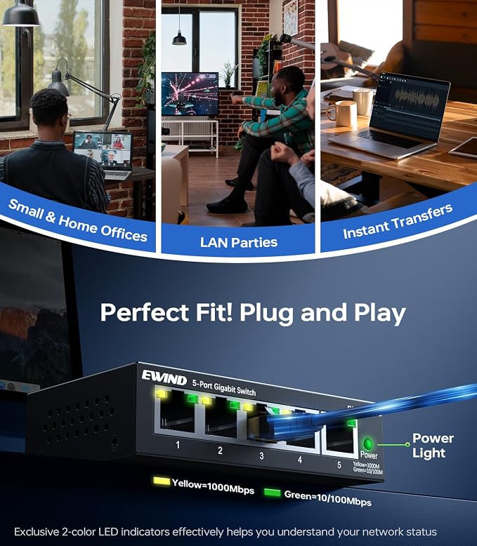 EWIND 2025 Upgraded 5 Port Gigabit Ethernet Switch - Image 5