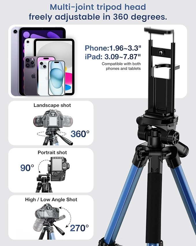 CAMBOFOTO 73" Camera Tripod and Monopod, Professional Aluminum Tripod Stand - Image 5
