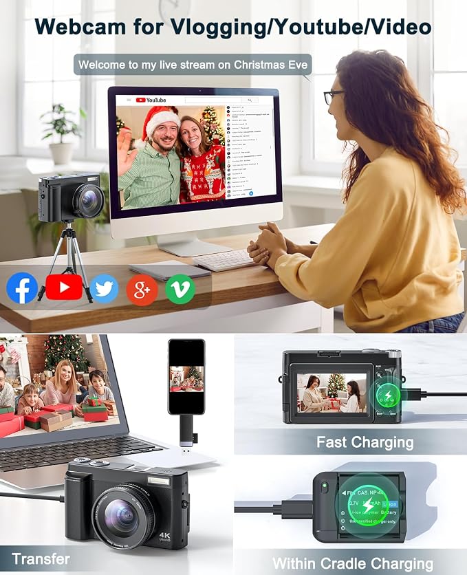 4K Digital Camera for Beginners & Teens, Autofocus 48MP Vlogging Camera for - Image 5