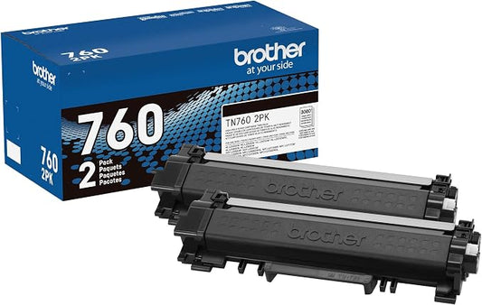 Brother Genuine High-Yield Black Toner Cartridge Twin Pack TN760 2Pk, 2 Pack by Brother