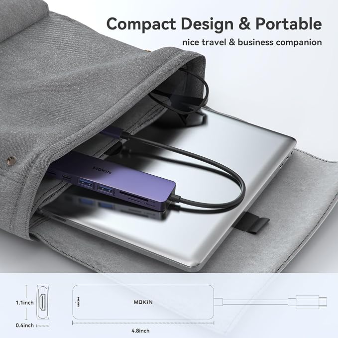 MOKiN 7 in 1 USB C Hub with HDMI, microSD/SD Card Reader, USB 3.0, 100W PD - Image 7