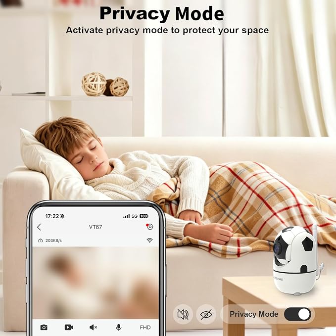 VTimes 1080P Pan/Tilt Indoor Camera Wireless, WiFi Cameras - Image 7