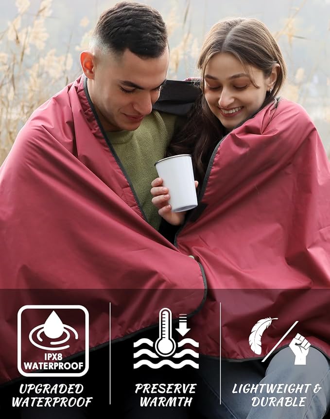 DUKUSEEK Stadium Blanket for Outdoor Sports, Waterproof Hooded Blankets for - Image 2