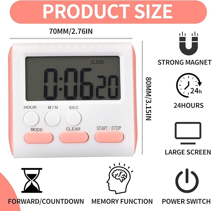Mudder 3 Pack Digital Kitchen Timer - Image 2