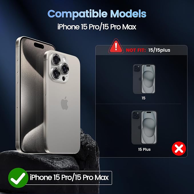 CACOE Camera Lens Protector for iPhone 15 Pro/15 Pro Max - Image 2