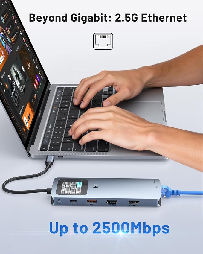 Laptop Docking Station Dual Monitor, 12-in-1 USB-C Docking Station - Image 7