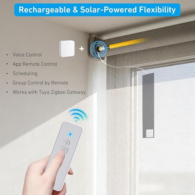 AM22 Smart Blinds Motor for 1.25" Tube, Rechargeable Tuya Zigbee Tubular Motor - Image 3