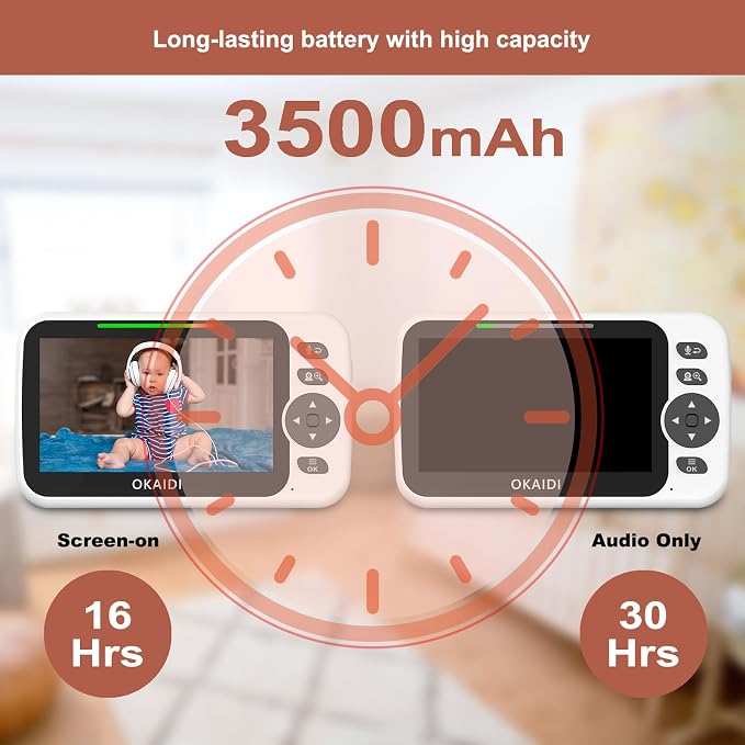 OKAIDI Video Baby Monitor with Camera and Audio, 30H Battery and 1000ft Range - Image 3