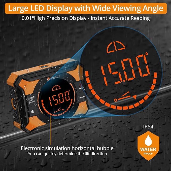 Neoteck Digital Angle Finder 4x90°/2x180° Rechargeable Angle Gauge - Image 2
