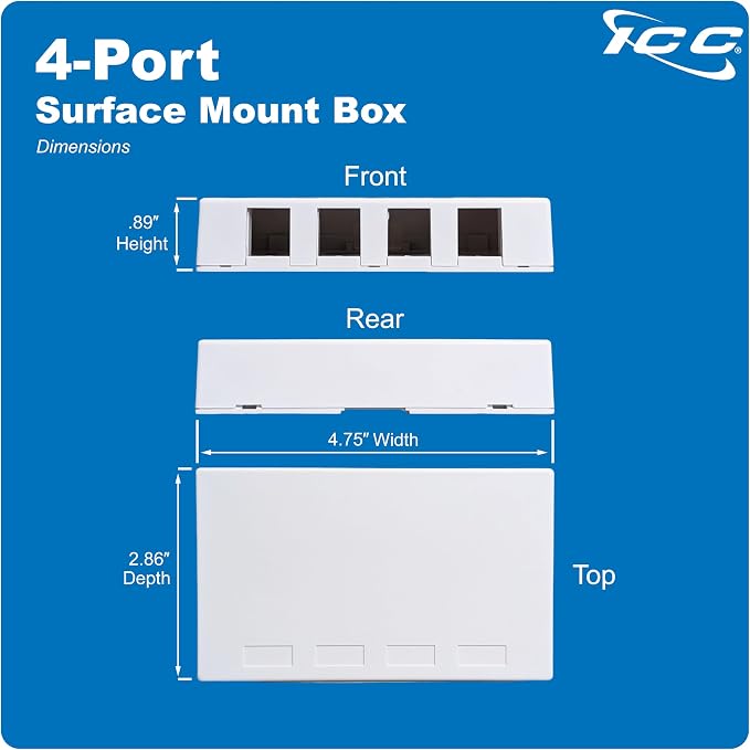 ICC 4 Port Surface Mount Box in White, 5 Pack, Works - Image 9